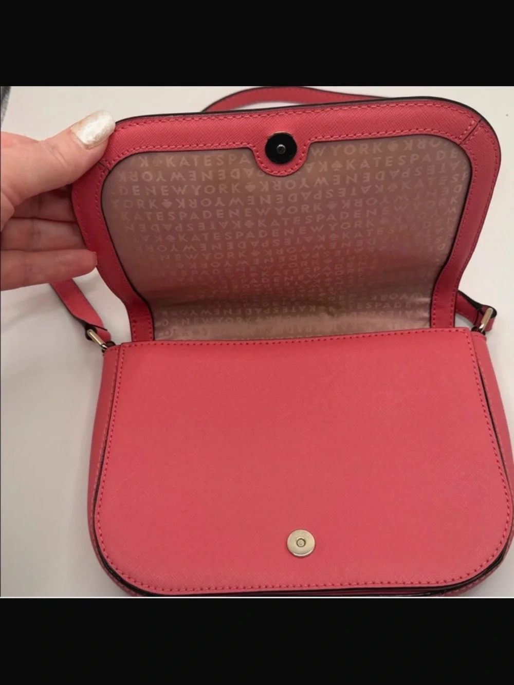 kate spade Coral Pink Crossbody Bag with Gold-Tone Plaque